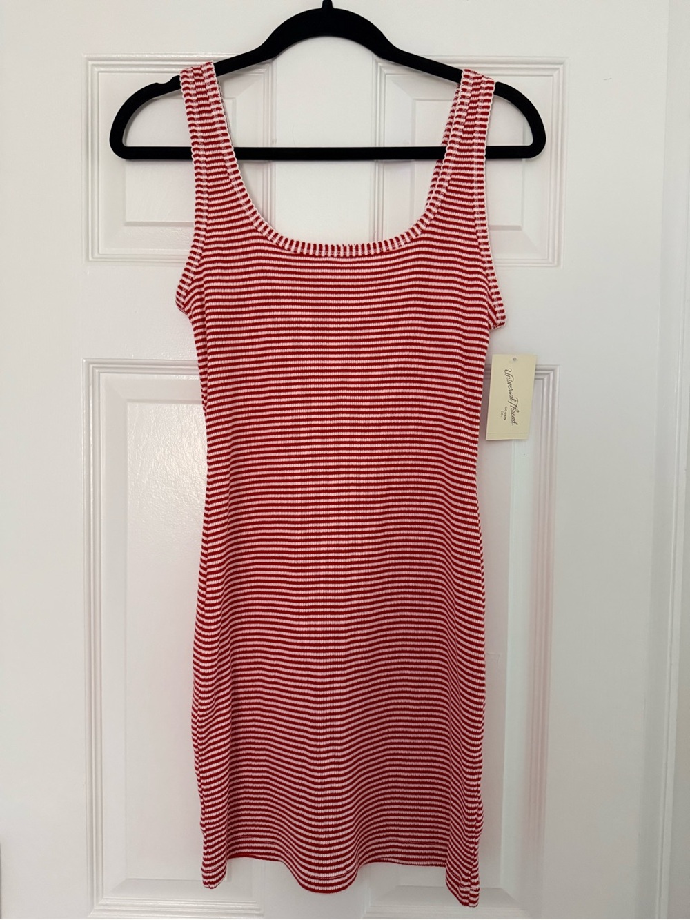 Red & White Striped Tank Mini Dress